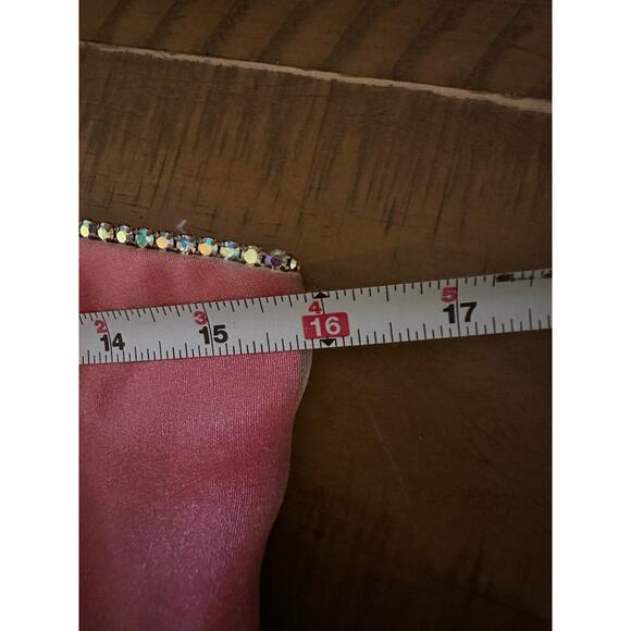 Roberta Y2K Pink Glitter Prom Gown 9/10 Rhinestone Trim Shimmer Overlay Tulle - Picture 11 of 14